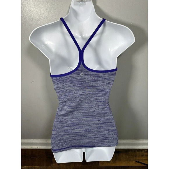 Lululemon Power Y Tank Blurry Bell Multi Purple (with pads) Women's 4 Hang Tags - Picture 3 of 5